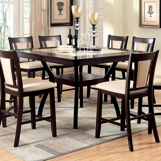 24/7 Shop at Home Aviana Contemporary Wood Counter Height Table, Dark Cherry and Ivory