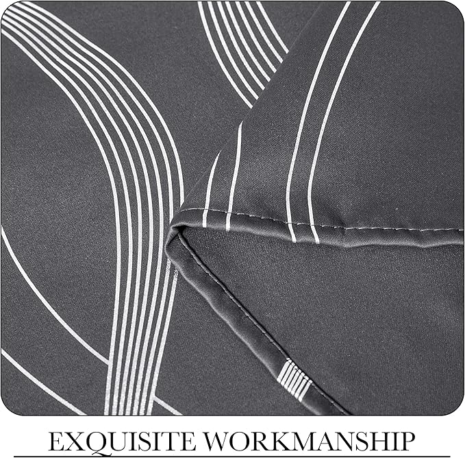 NICETOWN Bedroom Small Blackout Curtain Panels, Set of 2, 42 by 54 Inch,Grey, Window Treatment Thermal Insulated Solid Grommet Blackout Wave Line Foil Print Design Curtains for Kitchen, Cafe, Loft