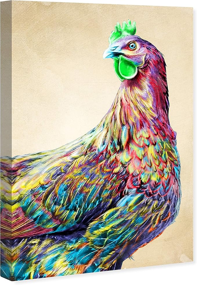 The Oliver Gal Artist Co. Animals Wall Art Canvas Prints 'Color Glam Rooster' Home Décor, 40" x 60", Pink, Green