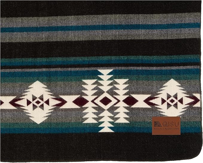 QISU Wool Blanket Throw | Large, Beautiful, Warm, Handmade in Ecuador by Local Artisans |94″ x 78″|Ultra-Soft, Hypoallergenic & Breathable | Non-Itchy or Scratchy Fabric (Jacamars Green)