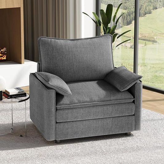 Vesgantti 40" Single Seat Sofa, Comfy Cloud Couch Deep Seat Upholstered Couch Chenille Modern Sofa with Armrest Pillow, Easy Assembly for Living Room, Bedroom and Apartment, Gray | Sink-in Comfort, Height Adjustable, Easy Rearrangement, Extra-deep Otto...