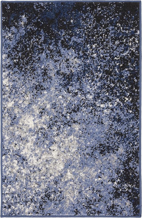 Nourison Passion Light Blue/Black 1'10'' x 2'10'' Area-Rug, Modern, Abstract, Easy-Cleaning, Non Shedding, Bed Room, Living Room, Dining Room, Kitchen, (2' x 3') (Pack of 3)