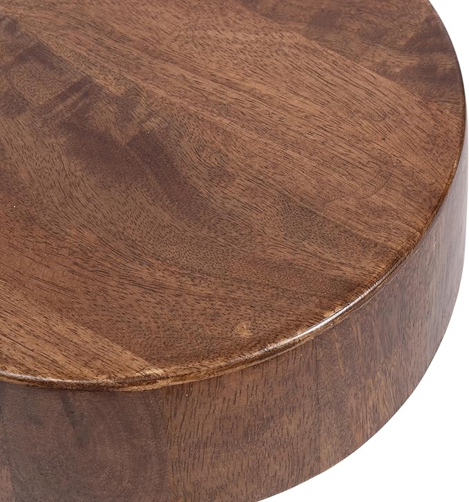 Kate and Laurel Solbrett Transitional Sophisticated Drink Table; 10 x 10 x 22; Walnut Brown; Mid-Century Sculptural Bedroom Nightstand with Unique Pedestal Table Design for Use as Indoor Plant Stand