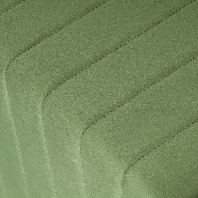 Spatial Order Modern Channel Tufted Velvet Ottoman | Spatial Order Home Décor | Ottoman for Living Room & Bedroom - Green