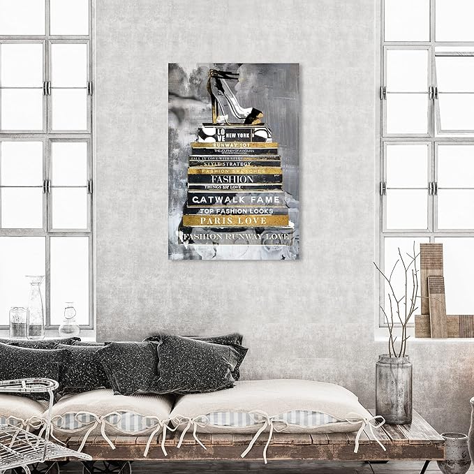 The Oliver Gal Artist Co. Fashion and Glam Wall Art Canvas Prints 'Fashion Thoughts Noir Classic' Shoes