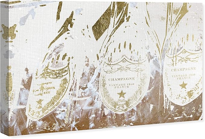 The Oliver Gal Artist Co. Drinks and Spirits Wall Art Canvas Prints 'Vintage Champagne Home Décor, 45" x 30", Gold, White