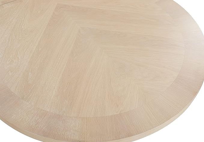 Meridian Furniture 725Oak-T Belinda Collection Mid-Century Modern Solid Wood White Oak Veneer Dining Table, Oval Design, Fluted Bases, 2 Leaves Included, 90"/106.5"/123" W x 47.5" D x 31" H, White