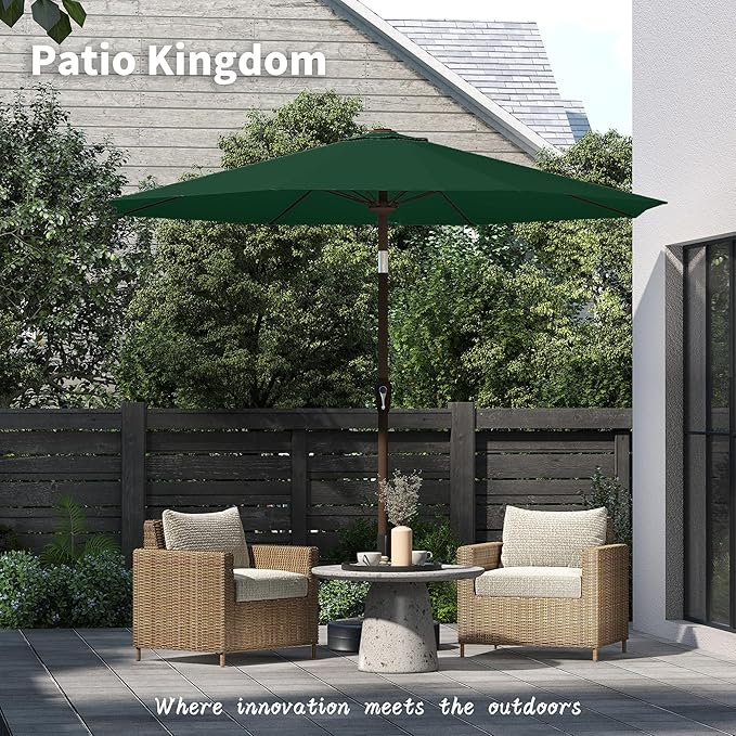 PatioKingdom 11FT Patio Umbrella,Outdoor Umbrella with Push Button Tilt and Crank,Market Table Umbrella with 8 Sturdy Fiberglass Ribs UV Protection