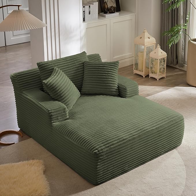 KEIKI 66" Oversized Chaise Lounge Chair, No Assembly Modern Boneless Lounger for Home Office or Studio, Space-Saving Sleeper Chair for Reading, Break-Time Naps & Casual Lounging