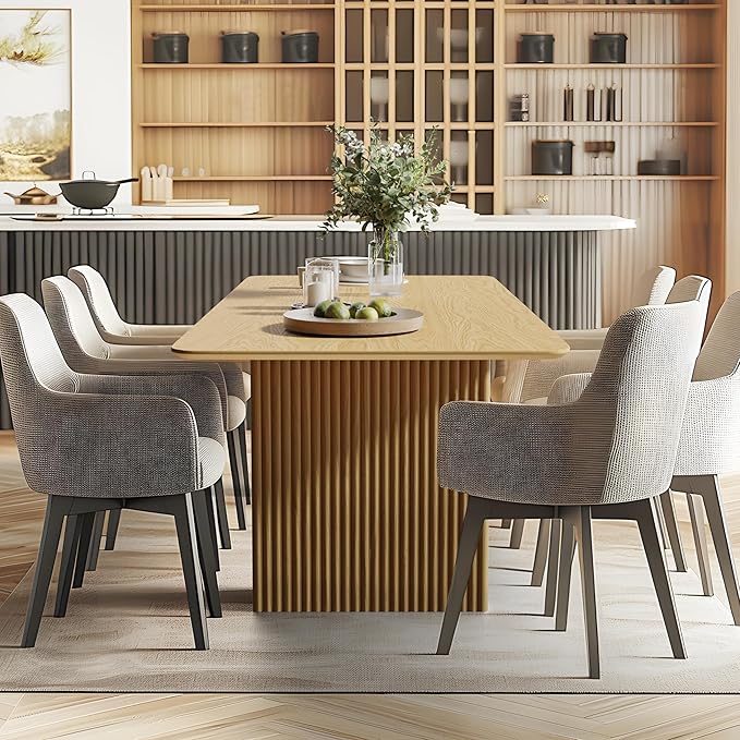 Casaphoria 67" Rectangular Dining Table, Modern Kitchen Table for 4-6, Farmhouse Style Large Table, Easy Assembly for Living Room, Kitchen, Bar, Natural Wood