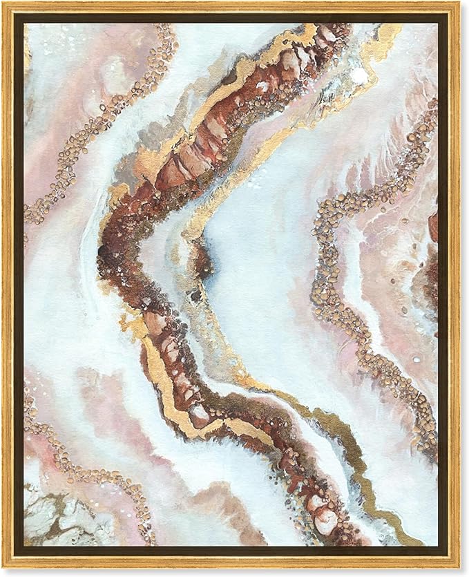 Art Remedy Blush Geode Framed Mineral, Agate & Geode 1 Piece Canvas Wall Art, 21.5" x 25.5", Gold Frame