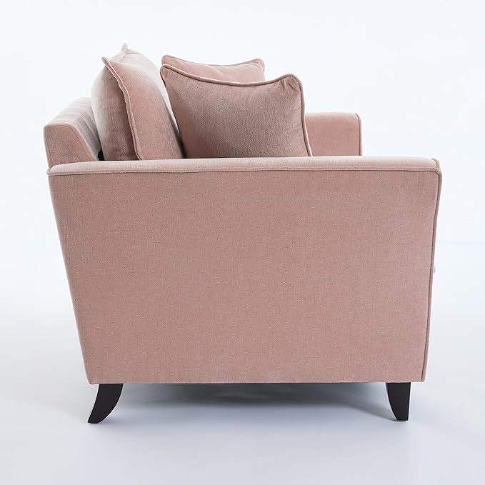 Merax 46.3" Chenille Accent Chair, Oversized Reading Armchair w/2 Pillows, Modern Corner Single Cloud Sofa Arm Chairs, Comfortable Living Room Deep Cushion Seating for Office & Apartment, Pale Pink