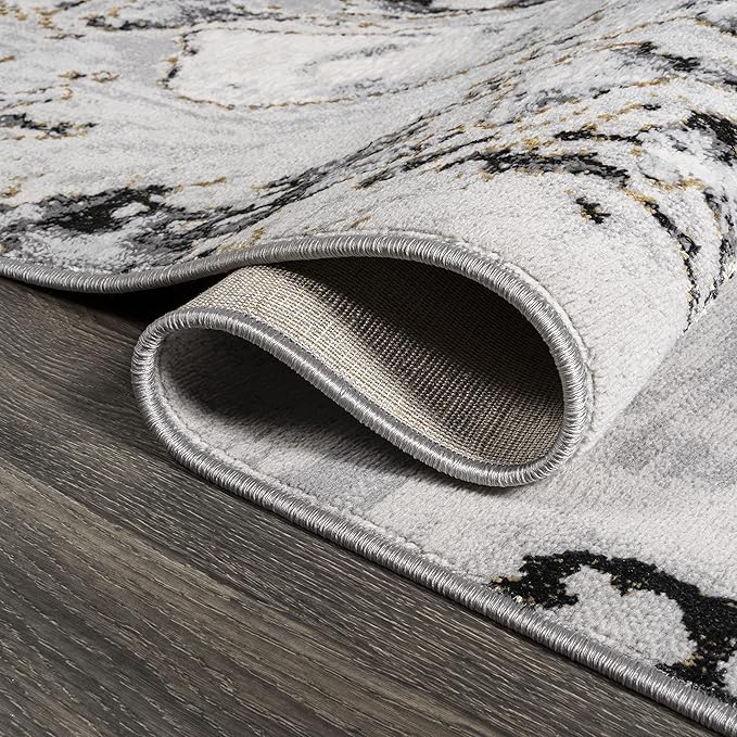 JONATHAN Y Swirl Marbled Gray/Black Runner Rug 2X10 ft, Abstract for Living Room, Bedroom, Kitchen, Office, Easy-Cleaning, High Traffic, Pet-Friendly, Non-Shedding SOR203C-210