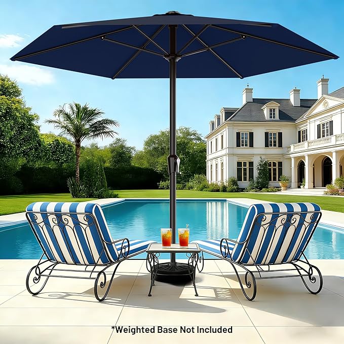 AreShark 11 FT Patio Umbrella for Outdoor, Outdoor Table Umbrella with Push Button Tilt and Crank, Outdoor Patio Umbrellas with 6 Sturdy Ribs, Patio Umbrellas for Market, Garden, Pool (Navy)
