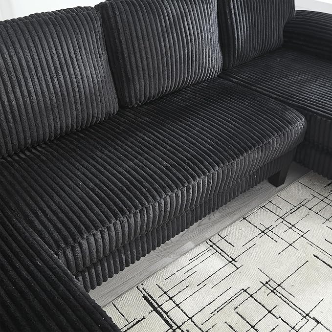 Eafurn Symmetrical U Shaped Sectional Sofa with Double Chaise Lounge,Modern Corduroy Upholstered Oversized Corner Couch, Deep Seat Comfy 4-Seater Sofa w/Pillow-top Armrest for Living Room