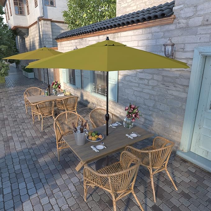 California Umbrella 9' Rd Sunbrella Aluminum Patio Umbrella, Crank Lift, Auto Tilt, Bronze Pole, Macaw