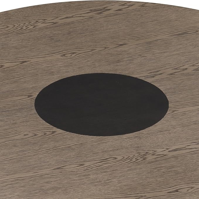 Furniture of America Demi Modern Solid Wood 54-inch Round Dining Table with Cone-Shaped Pedestal Base, Two-Tone Design, Seats up to 4, for Home Kitchen, Living Room, Dinettes, Rustic Oak/Dark Walnut