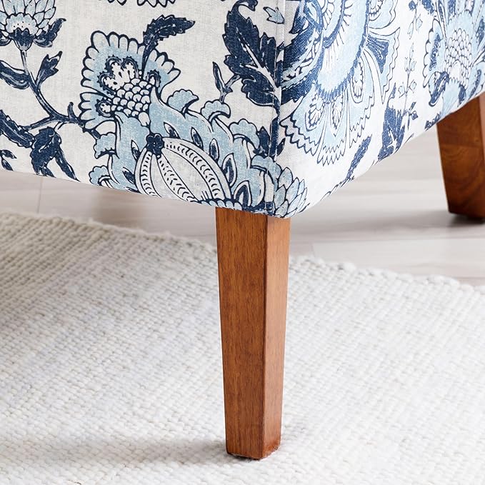Linon Lily Blue and White Floral Paisley Upholstered Accent Chair