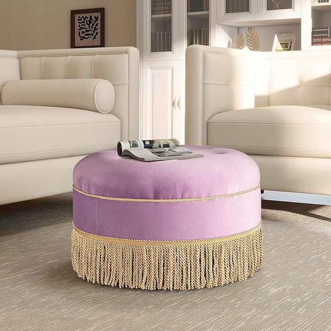 Jennifer Taylor Home Yolanda 24" Round Upholstered Accent Ottoman
