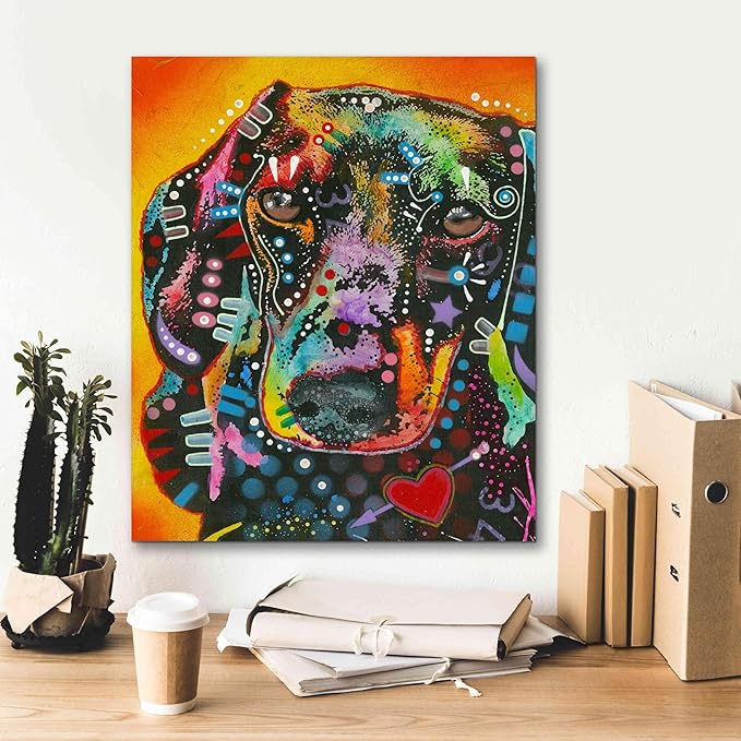 Epic Graffiti 'Brilliant Dachshund' by Dean Russo, Canvas Wall Art, 20"x24"