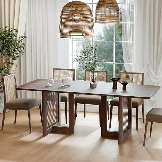 Casaphoria 67" Dining Table, Modern Kitchen Table for 4-6, Farmhouse Style with Rectangular Top & V Shape Legs, Easy Assembly for Living Room, Kitchen, Bar, Walnut