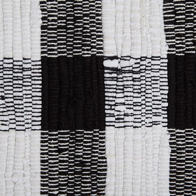 DII Buffalo Check Rug Collection, Hand Dyed Reversible Chindi Rug, Runner 2'3"x6', Black