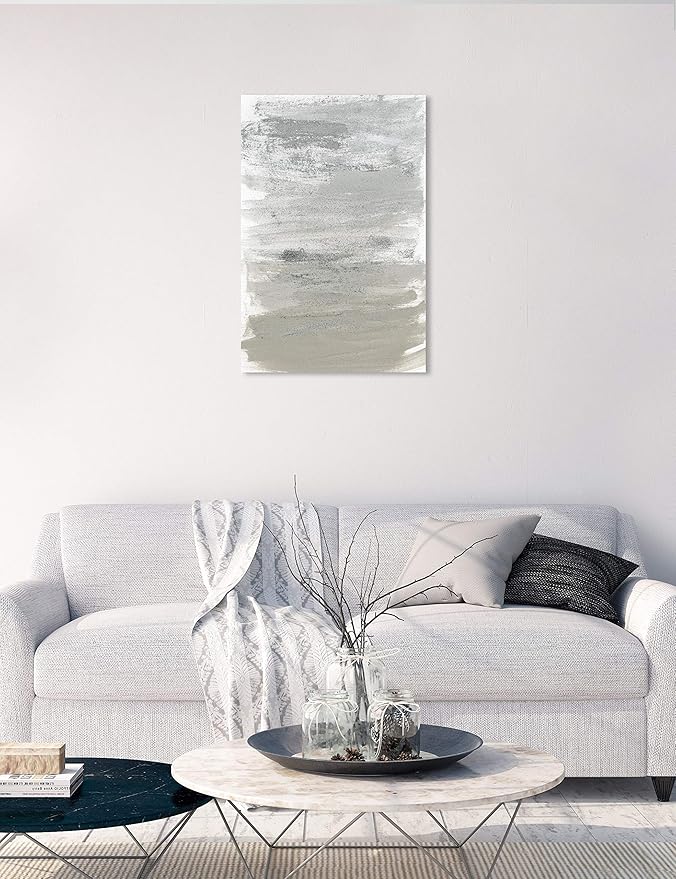 The Oliver Gal Artist Co. Oliver Gal 'Silver Storm' Gray Abstract Wall Art Print Premium Canvas, 20" x 30"