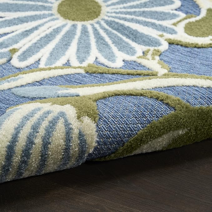 Nourison Home Aloha Blue Sage 2'8" x 4' Area Rug - Easy Clean, Non Shedding, Bed Room, Living Room, Dining Room, Kitchen (3' x 4')