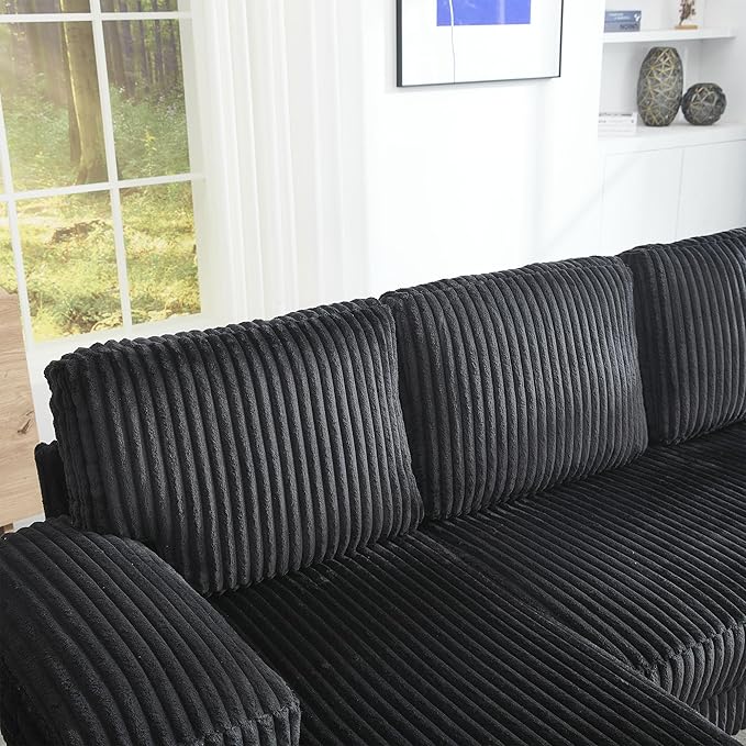 Eafurn Symmetrical U Shaped Sectional Sofa with Double Chaise Lounge,Modern Corduroy Upholstered Oversized Corner Couch, Deep Seat Comfy 4-Seater Sofa w/Pillow-top Armrest for Living Room
