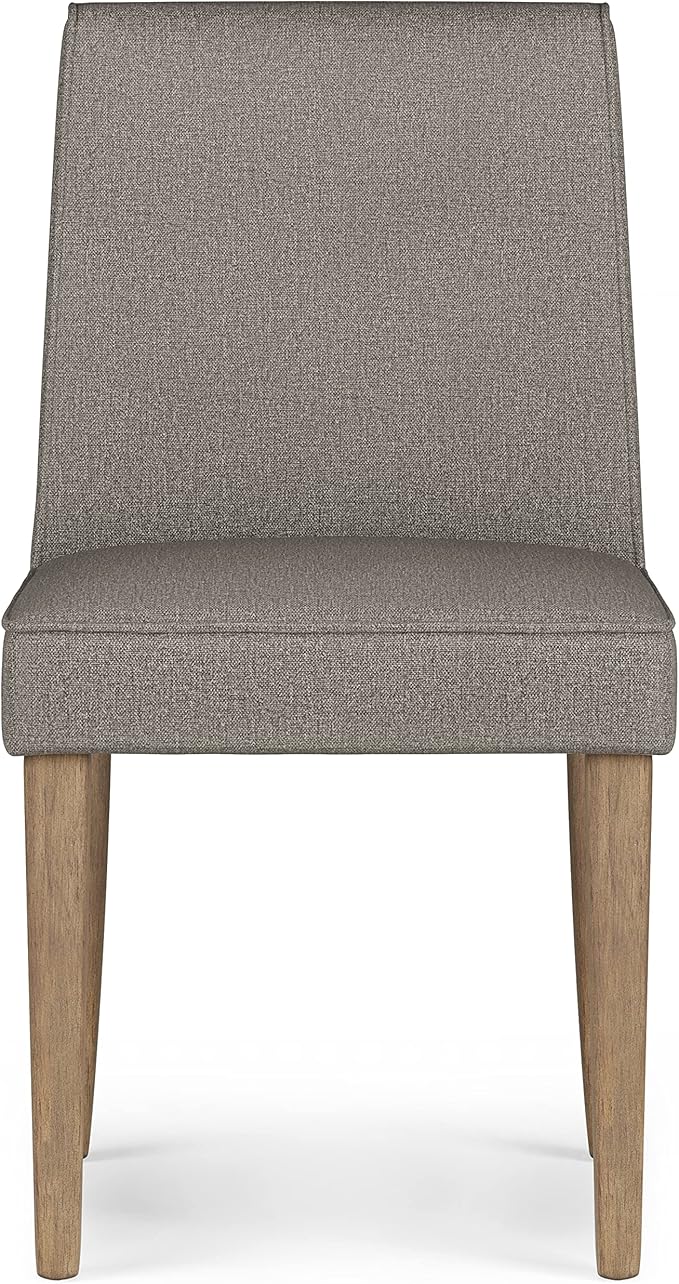 SIMPLIHOME Bartow Kitchen Chairs - Upholstered Solid Hardwood and Woven Polyester Kitchen Chair Set in Taupe, Contemporary Armless Dining Room Seating with Cushioned Seat and Back (Set of 2)