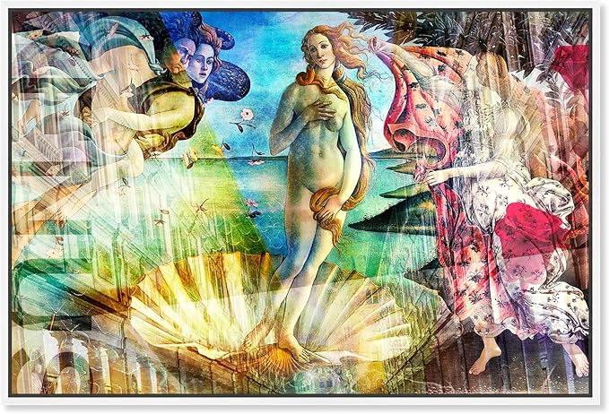 The Oliver Gal Artist Co. Spiritual and Religious Wall Art Framed Canvas Prints 'Birth of Venus - Botticelli' Zodiac