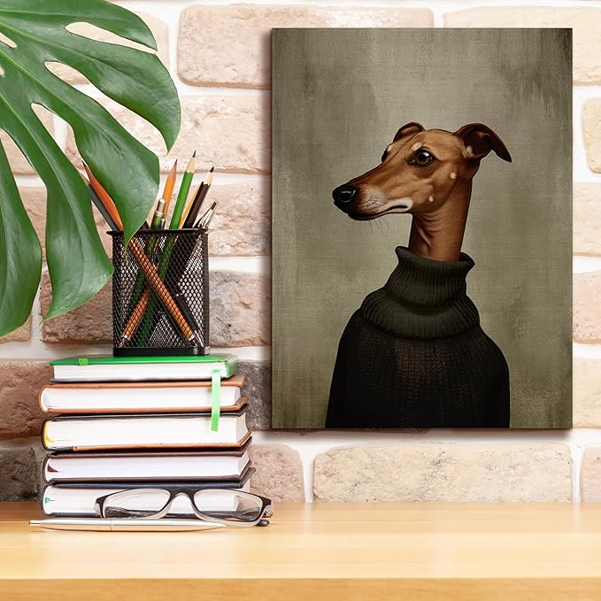 Epic Graffiti 'Green Sweater Dog' by Svetlana Aleynikova Canvas Wall Art, 12" x 16"