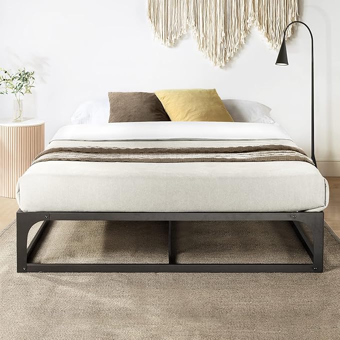 Mellow 12" Metal Platform Bed Frame w/Heavy Duty Steel Slat Foundation, Black
