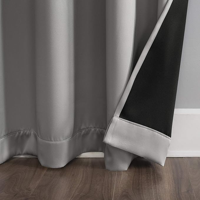 Sun Zero Nordic Theater Grade Extreme 100% Blackout Grommet Curtain Single Panel, 52" x 63", Silver Gray