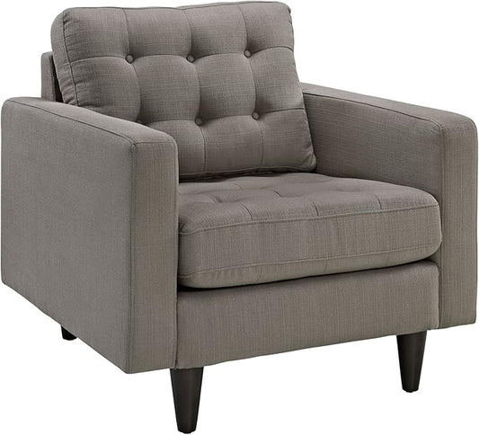 Modway EEI-1013-GRA Empress Mid-Century Modern Upholstered Fabric Armchair in Granite