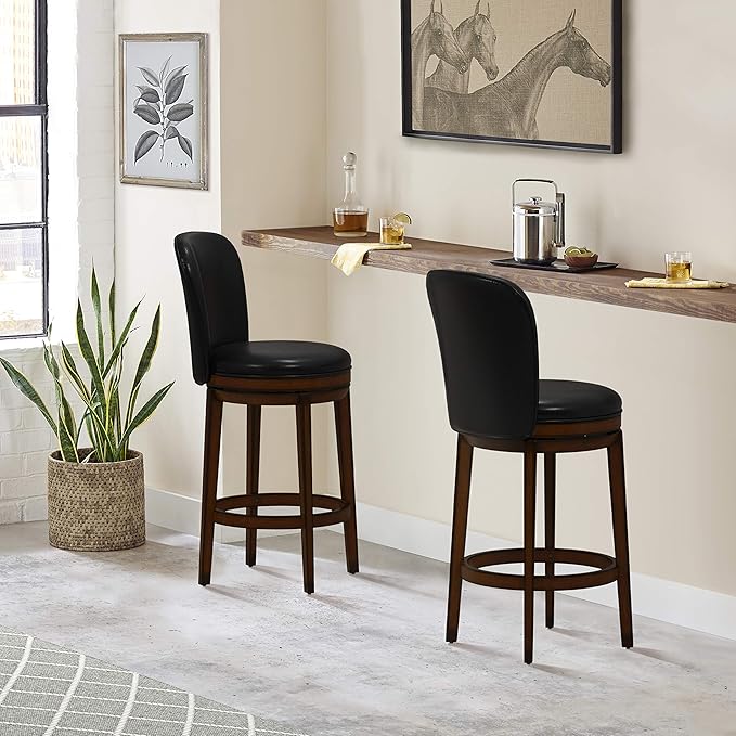 Hillsdale Victoria Wood Bar Height Swivel Stool, Dark Chestnut