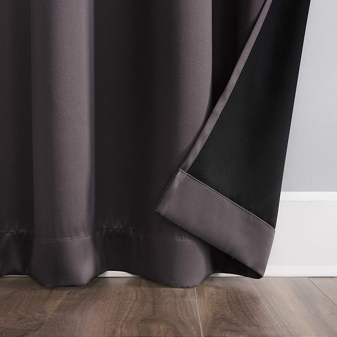 Sun Zero Nordic Theater Grade Extreme 100% Blackout Grommet Curtain Single Panel, 52" x 108", Fig