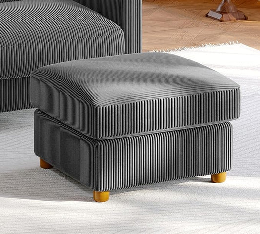 Welzona 25.2" Couches for Living Room, Comfy Grey Ottoman with Storage, Foot Rest Tool-Free Setup, Small Ottoman Foot Rest for Couch, Corduroy Couch for Bedroom, Apartment, Office