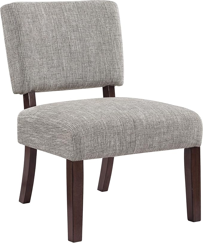 OSP Home Furnishings Jasmine ‎Mid-Century Modern Accent Chair with Wood Legs, Tweed Charcoal Fabric