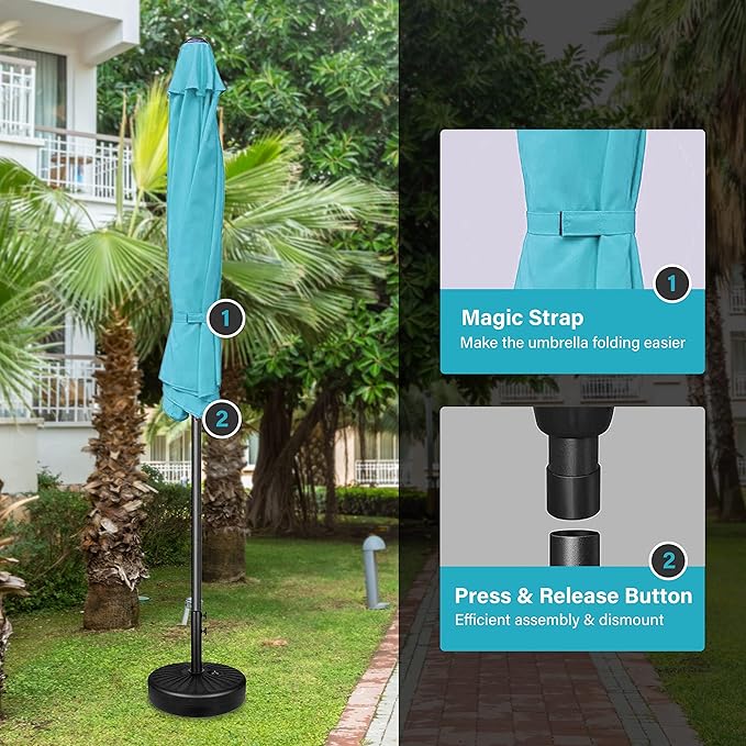Simple Deluxe 9FT Outdoor Patio Umbrella Table Market Umbrella with Push Button Tilt and Crank, 8 Sturdy Ribs, UV Protection Waterproof for Garden, Lawn, Deck, Backyard, Pool,Turquoise