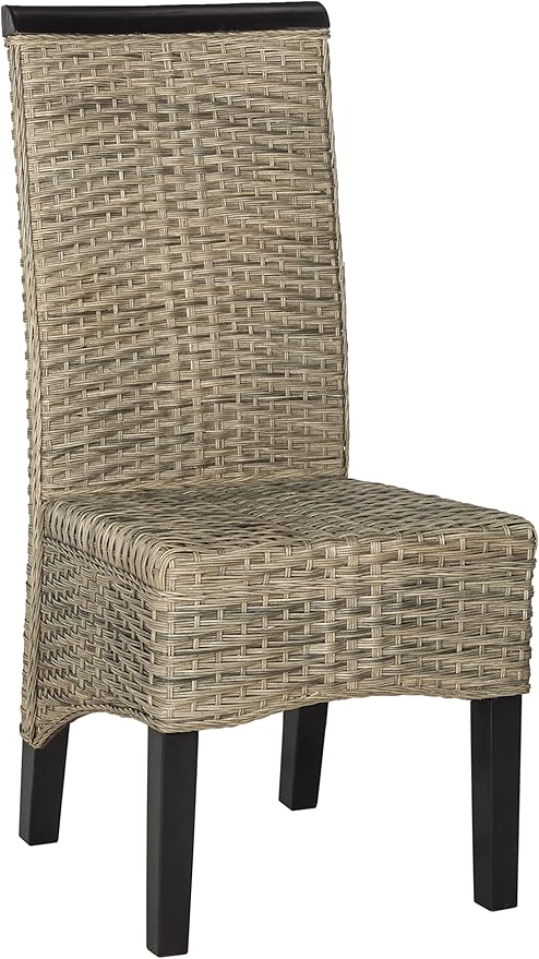 SAFAVIEH Home Collection - Ilya Grey Wicker Tall Back Dining Chair Set of 2 (SEA8017A-SET2)