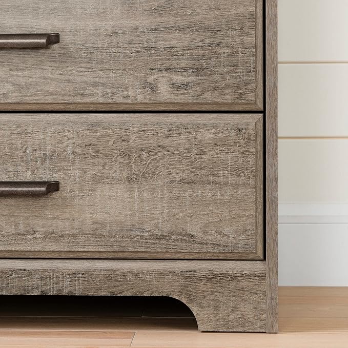 South Shore Versa Collection 8-Drawer Double Dresser, Weathered Oak with Antique Handles
