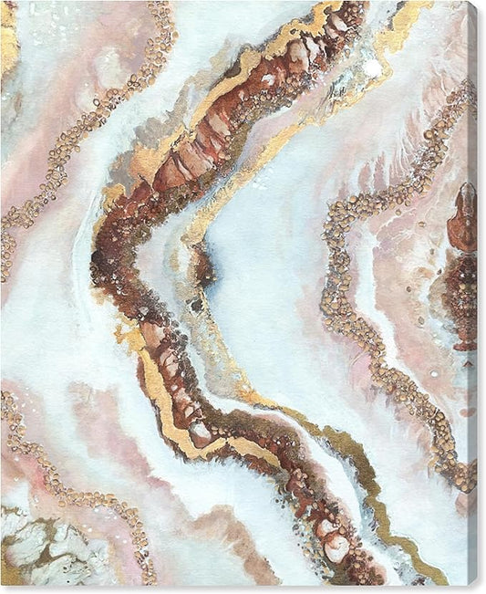 Art Remedy Blush Geode Gallery Wrapped Mineral, Agate & Geode 1 Piece Canvas Wall Art, 20" x 24", Gallery Wrapped