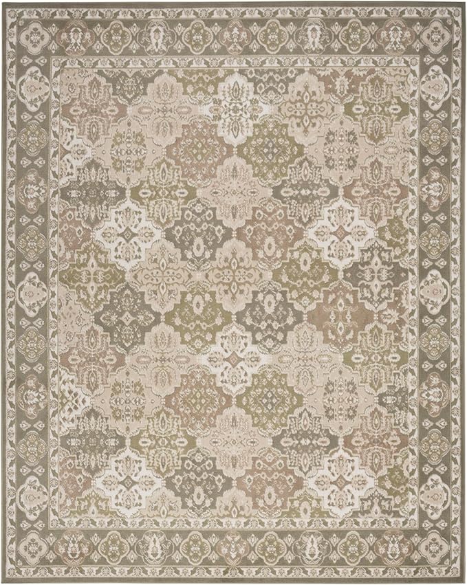 Nourison Home Grafix Green 9' x 12' Area Rug - Easy Clean, Non Shedding, Bed Room, Living Room, Dining Room, Kitchen (9' x 12')