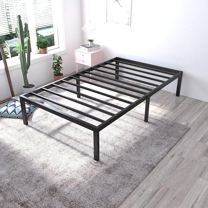 18 Inch Tall 3500lbs Heavy Duty Bed Frame Metal Platform/Maximum Storage/Mattress Foundation/Steel Slats Support/Noise Free/Box Spring Replacement,Twin XL