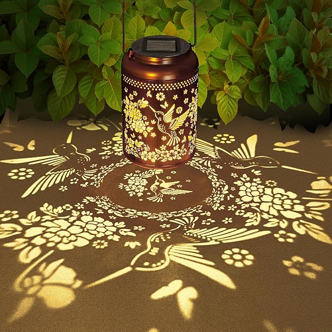 Hummingbird Solar Lanterns Outdoor, Birthday Gifts for Women Waterproof Solar Lanterns Decorative Hummingbird Gifts, Hanging Lantern Outdoor for Patio Porch Garden Decor