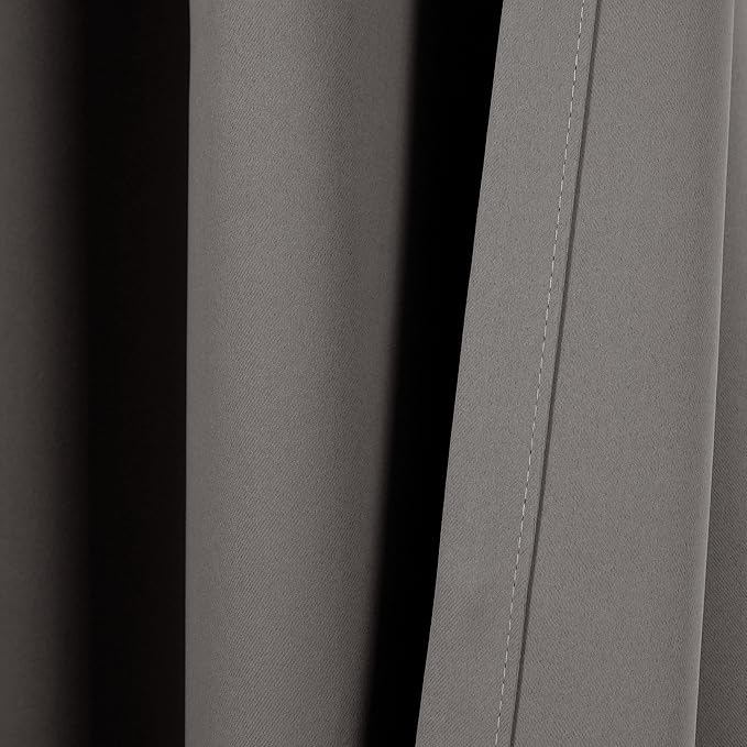 Lush Decor Insulated Grommet Blackout Window Curtain Panels, Pair, 52" W x 108" L, Dark Gray - Classic Modern Design - Chic Window Decor - Long Curtains For Living Room, Bedroom, Or Dining Room
