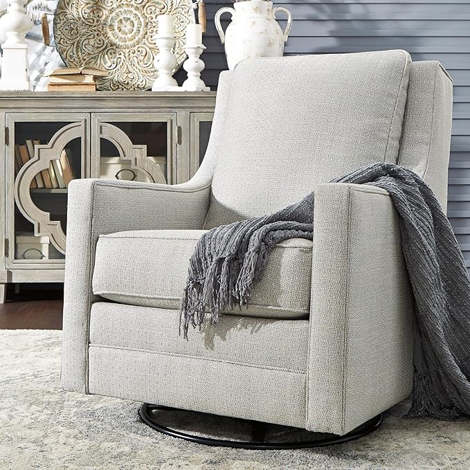 Signature Design by Ashley Kambria Contemporary Swivel Glider Nursery Accent Chair, Gray