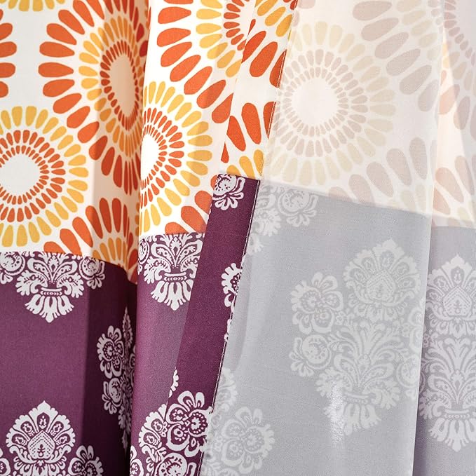 Lush Decor Bohemian Stripe Window Curtain Panels, Pair 52" W x 95" L Fuchsia & Orange - Light Filtering Curtains for Bedroom - Boho Curtains - Maximalist Decor