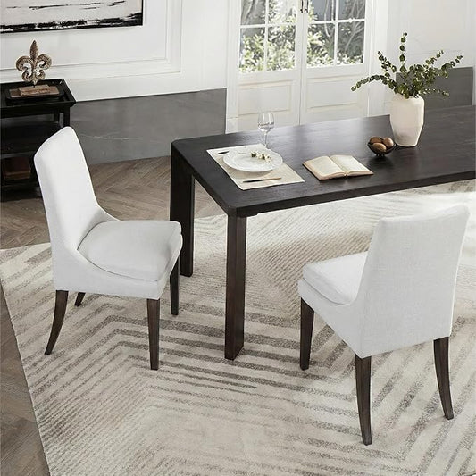 Upholstered Dining Chairs Modern Sidechair Performance Fabric High Back Armlesschair for Diningroom Kitchen,White,Set of 2(1 Box)
